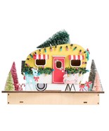 World Market Mid-Century Modern Trailer LED Christmas Decor Laser Cut Wo... - $61.58