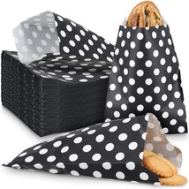 400 Packs 5 X 7 Inches Flat Paper Bags Polka Dot Paper Cookie Bags Black... - $40.99