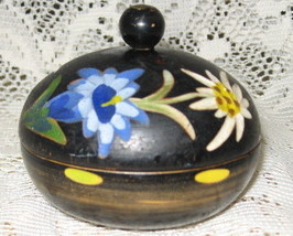 Wooden Trinket Box - Round with Hand Painted Lid-Floral - £9.46 GBP