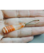 Antique Banded Carnelian Agate Handle Glove Loop Button Hook - $1,322.54 MXN