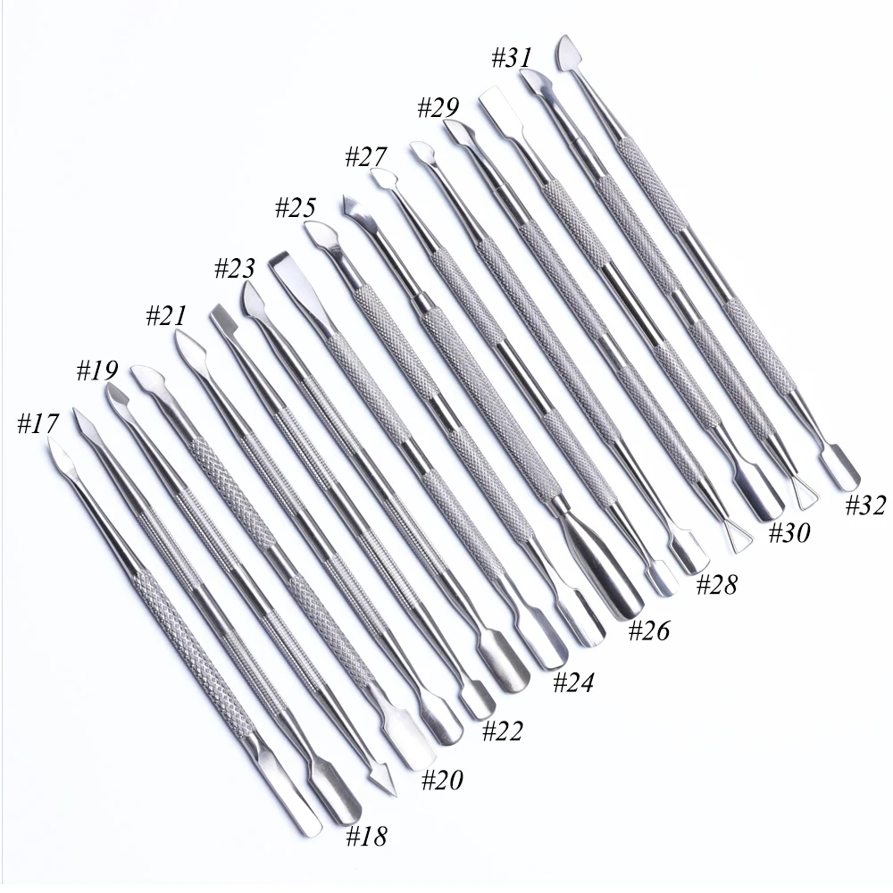 Sporting 14 Type Nail Art Stainless Cuticle Pusher Cleaning Stirring Polish Powd - £23.45 GBP