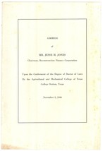 Address Jones 1936 Texas College law degree speech ephemera vintage - £11.36 GBP