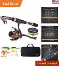 Lightweight 2.1m Carbon Fiber Telescopic Fishing Pole &amp; Reel Combo for A... - $72.88