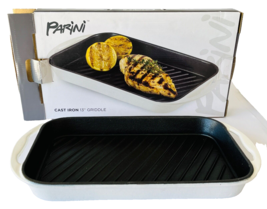 Parini Cast Iron 13&quot; Griddle Grill White on Outside New in Box Opened fo... - £19.68 GBP