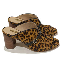 Louise et Cie 6.5 Kimba Mule Sandal Womens Calf Hair Open Toe Cheetah Print New - $34.64