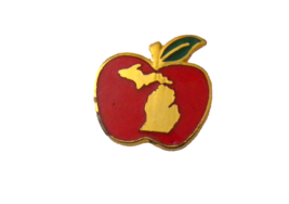 Michigan Teachers Union Red Apple Lapel Hat Pin - £6.29 GBP