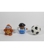 Fisher Price Little People Figures Soccer Player Boy &amp; Puppy Dog Old Sto... - £9.00 GBP