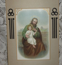 St. Joseph w/ Child Jesus and Lilies- Matted Print - Germany - $10.00