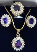 lady's nice purple zircon pendant earrings &ring (#7-9 exit) set free shipping - £15.94 GBP