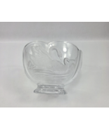 Vintage 24% Lead Crystal Bowl With Embossed Frosted Swan Teleflora Franc... - $222.24 MXN
