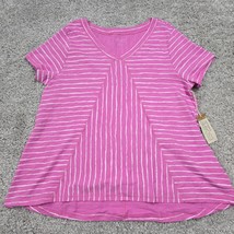 Escape by Habitat Clothes Swing Top Womens XL Pink Striped Short Sleeve - £31.56 GBP