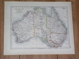 1904 Antique Map Of Australia / New South Wales Victoria / Melbourne Sydney - £15.97 GBP