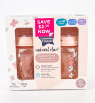 Tommee Tippee Natural Start 2 Bottles 9oz Leak Proof 0 months Up Bunny B... - £14.35 GBP