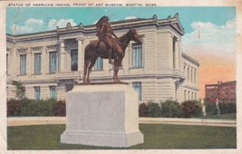 Boston Massachusetts MA Statue American Indian 1932 Foxboro Postcard C25 - £2.39 GBP