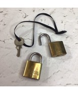 Chinrose Pad Locks W Key Lot Of 2 Hardware Brass Small Compact - £7.80 GBP