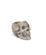 Small Skull Tealight Holder Cement 3&quot; high Gray Spooky Textured Detail - £23.35 GBP