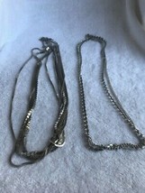 2 CHICOS silver tone  bead chain Necklace 34 inch Vintage Accessory - £33.43 GBP