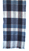 Lambswool Pure Wool Plaid Scarf ENGLAND by Sammy Vintage Blue Gray White Red - £14.83 GBP