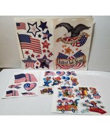Patriotic Window Clings 5 Sheets American USA Flags Eagles Stars Animals... - £18.12 GBP