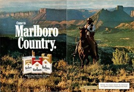 1981 Marlboro Cigarettes Man Cowboy Horseback 2 Page Vintage Print Ad Wall Art - £8.47 GBP