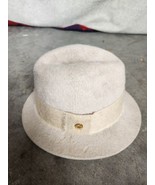 Loro Piana Cashmere Felt Hat Leather Biege - Has Carpet Beetle Damage &amp; ... - $159.98