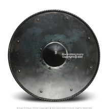 19” 16 Gauge Medieval Handforged Buckler Shield Spiked Dark Grey Cosplay... - £50.49 GBP