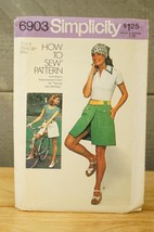 6903 Simplicity Vintage Clothing Sewing Pattern Size 8 24&quot; Waist Pantskirt - $9.89