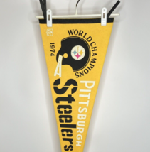 Vintage Pittsburgh Steelers 30 x 12 Full Size Pennant 2 Bar World Champi... - $39.15