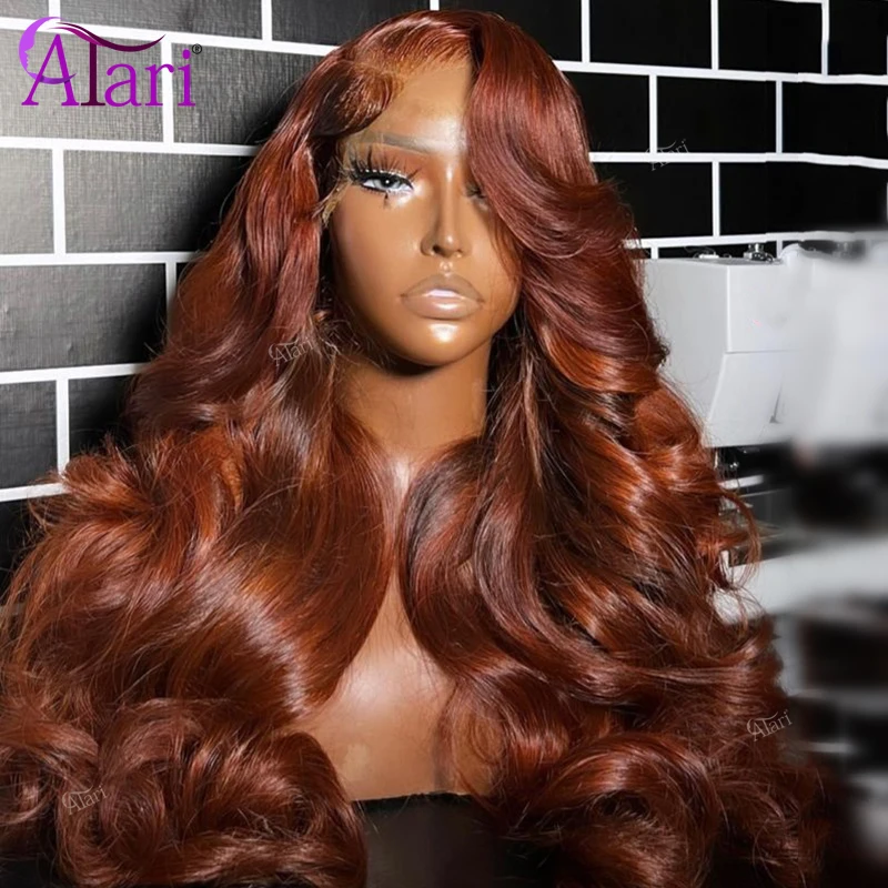 Dark Ginger with Orange Highlights Human Hair Wigs Transparent 13x4 13x6 La - £83.22 GBP+