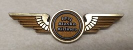 I Fly Alaska Airlines Vintage Plastic Junior Pilot Wings Pinback Flight Souvenir - £19.22 GBP