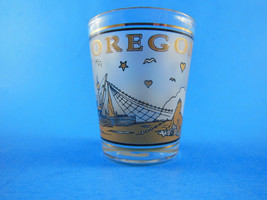 Oregon Coast Souvenir Shot Glass gold embossed and frosted - $7.91