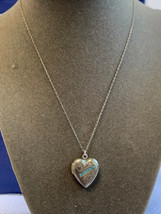 Vtg Sterling Silver Sweetheart Locket Necklace 16&quot; Fine Jewelry Blue Stones - £63.26 GBP