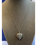 Vtg Sterling Silver Sweetheart Locket Necklace 16&quot; Fine Jewelry Blue Stones - £62.34 GBP