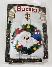 Bucilla 83028 Holly Jolly Santa 18&quot; Round Felt Wreath Kit Vintage 1993 Craft New - £15.37 GBP