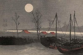 SailBoats moored under the Moon. by Uehara Konen - Art Print - £17.19 GBP+