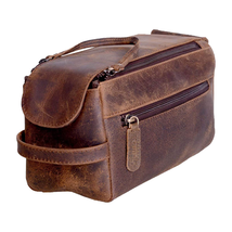 KOMALC Premium Buffalo Leather Unisex Toiletry Bag Travel Dopp Kit - £40.97 GBP