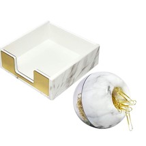 Marble Office Supplies Set-Magnetic Paper Clip Dispenser (With 100Pcs Gold Paper - £25.30 GBP