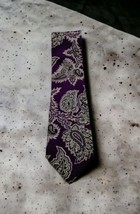 Claiborne Men’s 100% Silk Tie Purple &amp; White Striped Necktie Made in USA - $8.92