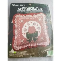 Vogart Crafts Christmas Wreath Pillow Lace Ruffle 14&quot; x 14&quot; Net Darning ... - £7.76 GBP