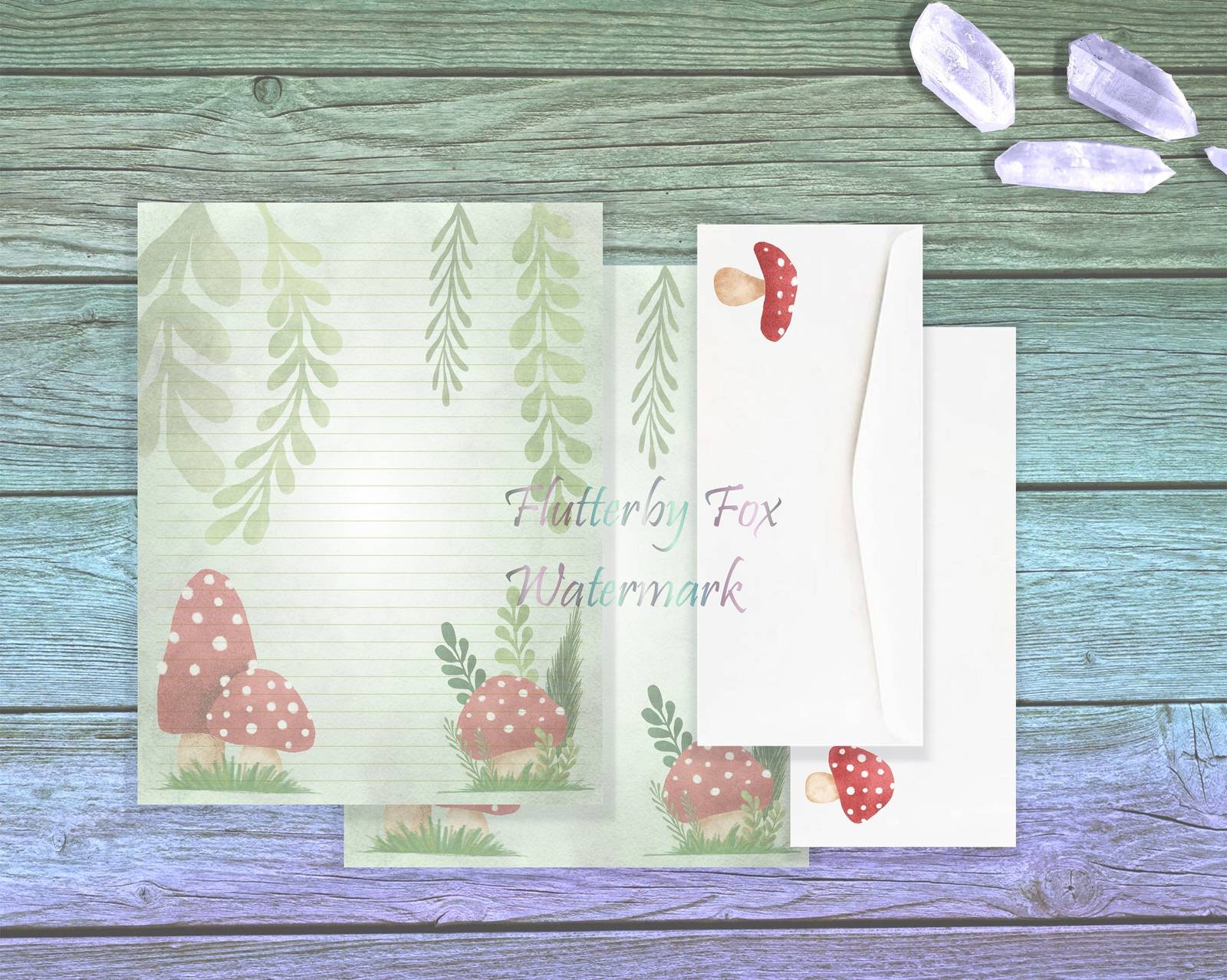 Mushroom Writing Paper | Mushroom Stationery Set | Mushroom Letter Paper | Red M