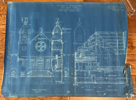 Vintage Blueprint  Blessed Trinity Church Buffalo NY Oakley &amp;  Schallmo ... - £529.78 GBP