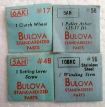 Bulova NOS Parts Lot of 4 - 6AK #17 Clutch Wheel  5AH #58 Pallet Arbor #... - $19.83