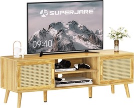 Superjare Boho Tv Stand For 55 Inch Tv, Rattan Tv Console With, Natural - £96.48 GBP