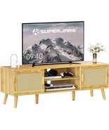 Superjare Boho Tv Stand For 55 Inch Tv, Rattan Tv Console With, Natural - £113.96 GBP