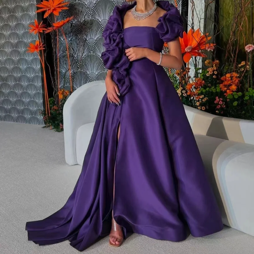 Strapless Thigh-High Slit Dress Evening Dresses Woman Party Dress Real P... - $142.00