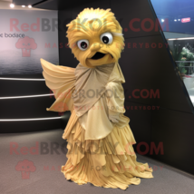 Gold Betta Fish mascot costume character dressed with a Dress Pants and Wraps - £1,006.36 GBP