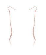 Precious Stars Rose Goldtone Cubic Zirconia Dangling Crescent Moon Earrings - $26.00