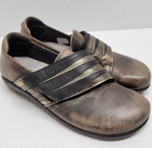 Naot Womens Bronze/Black Leather Strap Slip On Comfort Shoes Size 7 (38) - $29.36