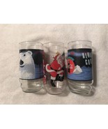 Three Christmas Themed  COCA COLA GLASSES  1 Santa and 2 Polar Bears GRE... - $9.95