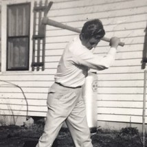 Old Original Photo BW Man Swinging Pickaxe Old Photograph - £9.82 GBP